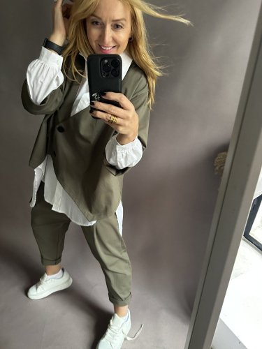 Kabátik ľahký asymetrický SUN-khaki