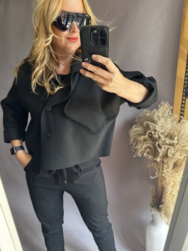 Kabátik Crop SUN-čierny