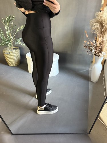 BODYSLIM LEGÍNY S PREŠITÍM - ČIERNá-nvý strih bez vreciek - Velikost: S