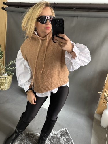 Vesta pletená Maille-cihlová