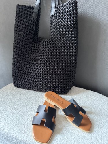 Sandálky Herminy-kožené-čierné