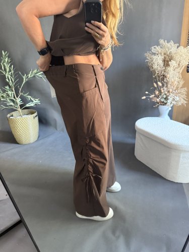 Nohavice so šnúrkou Sun hnedé