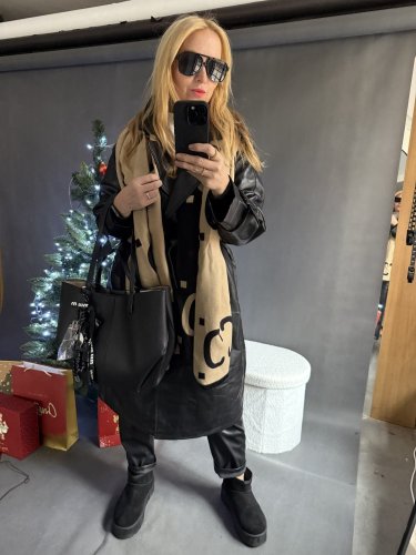 Koženkový Trenchcoat  Rosso-černý