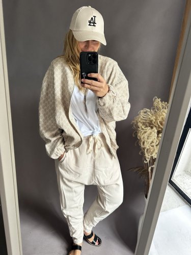 Tepláky nasrávací Velvet-béžové