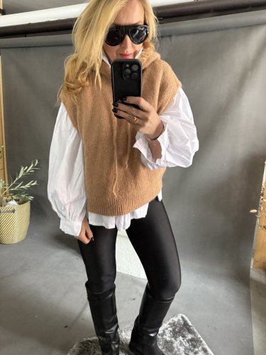 Vesta pletená Maille-cihlová