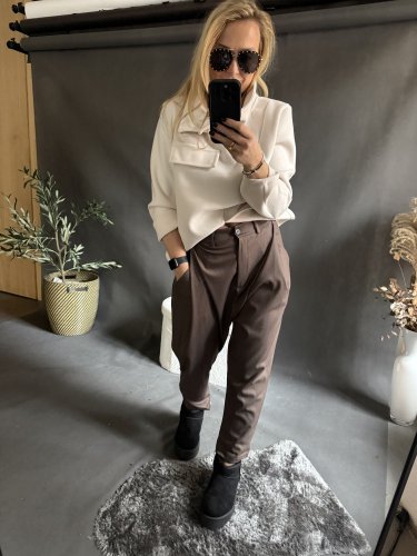 Nohavice Blair bavlnené- hnědé