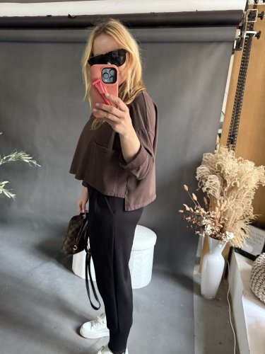 Tričko Sum s kapsou 2-hnědé