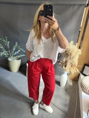 Kalhoty SUN s řasením 3/4 délka-červené