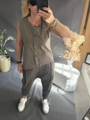 Kalhoty SUN bez knoflíku do 3XL-khaki