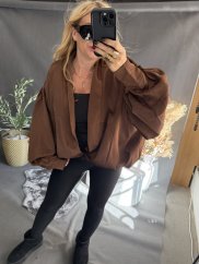 Bomber saténový Big Size hnedý