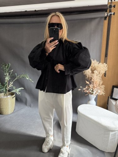 Košeľa oversize rukáv-čierna