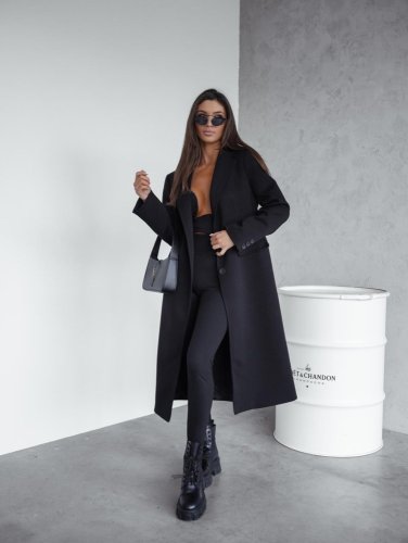 Kabát Jarní ve stylu dlouhého saka-černý