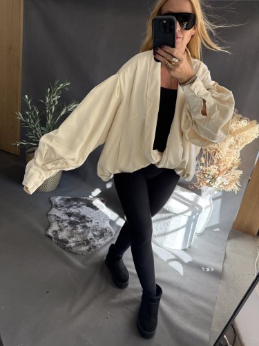 Bomber saténový Big Size krémový