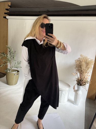 Tričko asymetrické-čierné