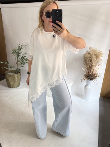 Tričko s krajkou-bílá