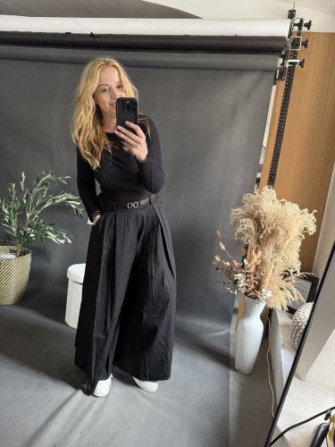 Kalhoty Pantagonna ve stylu sukně -čierná