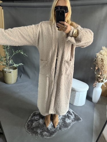 Kabát/cardigan Meccuch-béžový