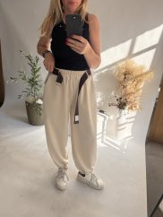Nohavice crazy rovné dlhšie-guma beige