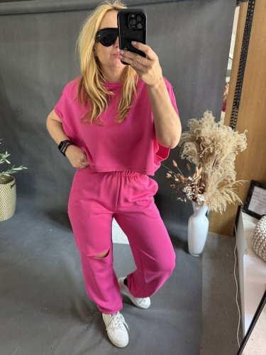 Tepláková súprava Crop-fuchsie