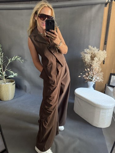 Nohavice so šnúrkou Sun hnedé