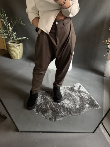 Nohavice Blair bavlnené- hnědé