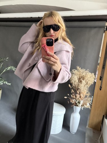 Kabátek Crop Miss zateplený-růžový