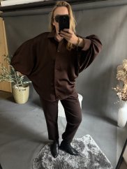 Košile hnědá oversize rukáv