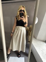Saténová sukňa Amber-krémovo-zlatá