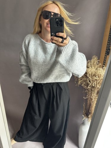 Svetr kratší  s příměsí mohéru-nekouše-šedý