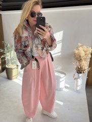 Kalhoty Ballon plátěné letní-růžová