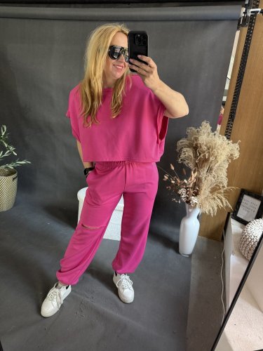 Tepláková súprava Crop-fuchsie