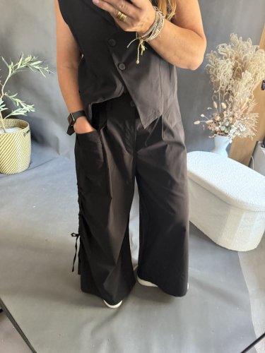 Nohavice so šnúrkou Sun čierné