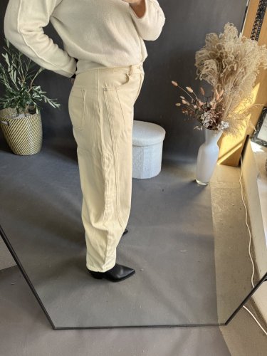 Džínsy Barrel USA- krémové