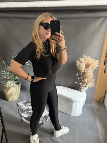 Tričko CROP viskoza-černé