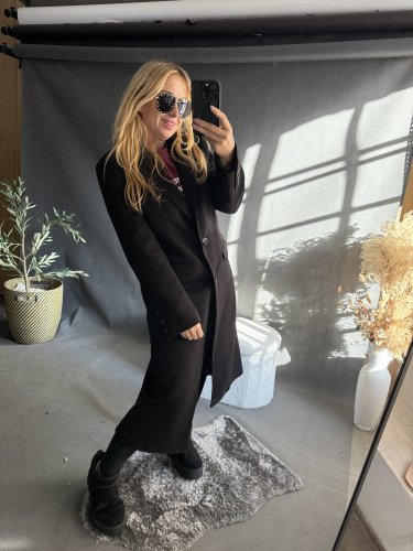 Kabát Jarní ve stylu dlouhého saka-černý