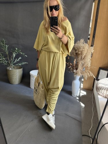 Kalhoty nasrávací Tencil-žlutá