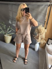 Souprava Tričko a šortky Bavlna-mocca