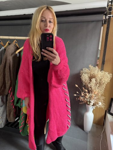 Oversize Cardigan Colours-růžový
