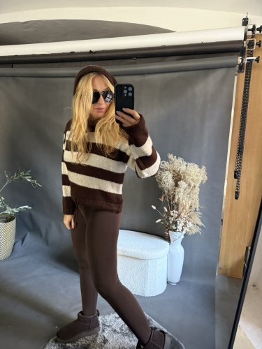 Svetr Pruh s kapucí