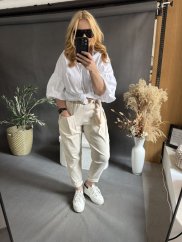 Nohavice Evelyn na postavu XS-M-béžové