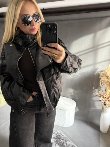 Koženková bunda límec