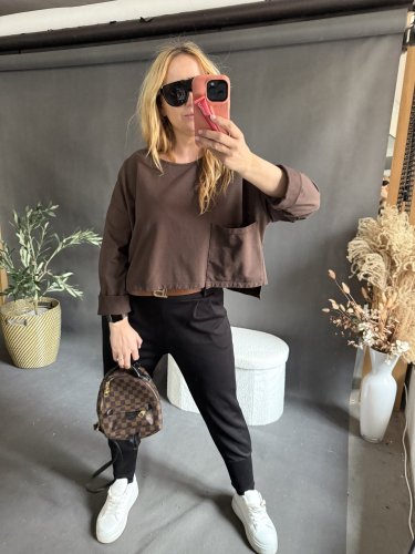 Tričko Sum s kapsou 2-hnědé