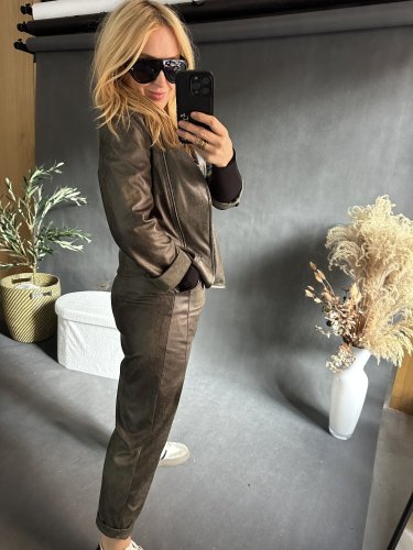 Kabátek SUN leather/semiš optika-zelená