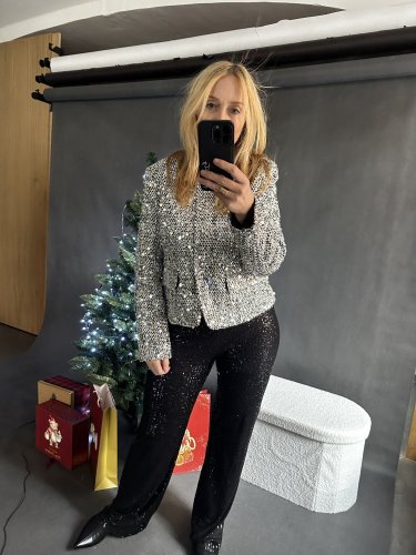 Sako s flitrami veľkosť M a XL