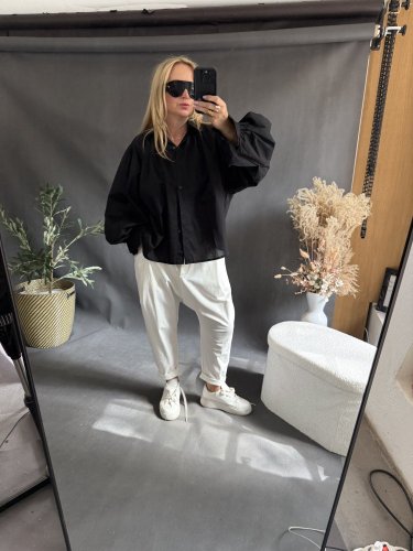 Košeľa oversize rukáv-čierna