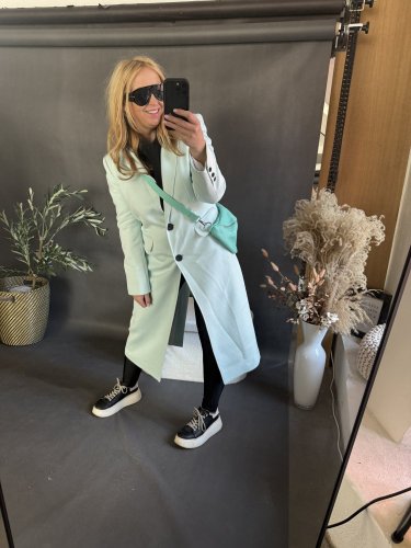 Kabát Jarní ve stylu dlouhého saka-mint-