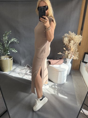 Šaty Basic dlouhé-mocca