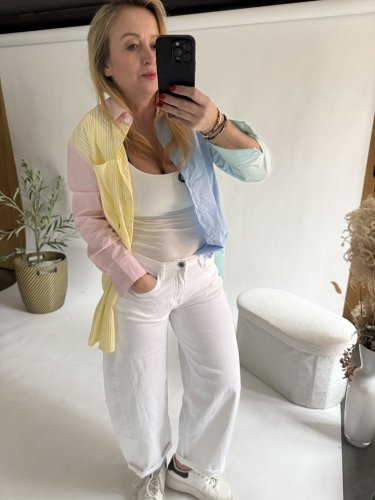 Džínsy New York--elastické, pohodlné-bílé