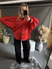 Košile červená  oversize rukáv