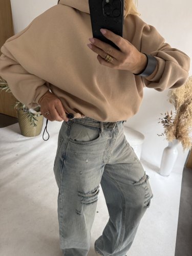 Mikina na sťahovanie Life-beige